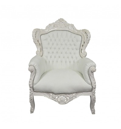 Fehér barokk egy modern és elegáns deco fotel, bútor - 