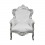Baroque white silver wood armchair