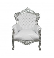 Barokk szék, fehér fa, ezüst