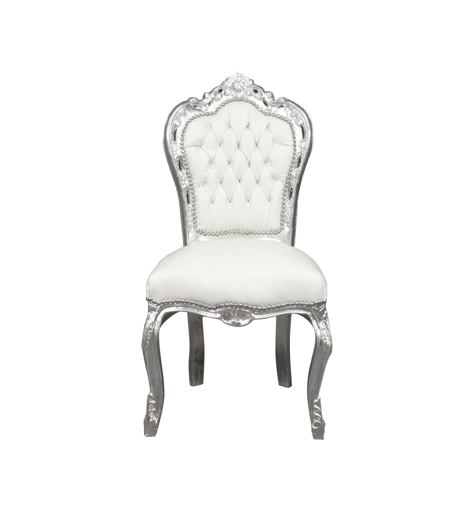Uitstekend positie Roest Barok stoel wit en zilver - Barok meubels