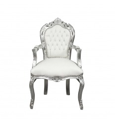 Fehér és ezüst barokk fotel