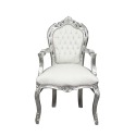 Lænestol barok-hvid og sølv - Møbler rokoko - 