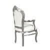 Baroque white and silver armchair - Rococo furnishing - 