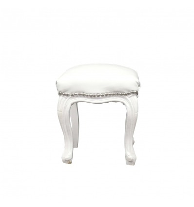 Baroque white pouf - Armchairs and furniture style