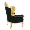 Кресло барокко черный бархат и Золотое дерево - 