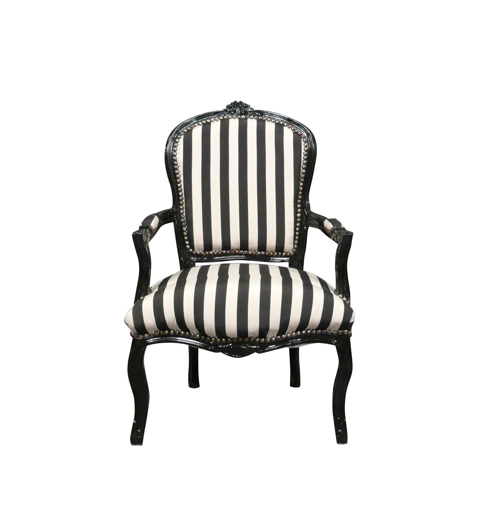 Louis Xv Armchair With Black And White, Black And White Striped Vanity Chair