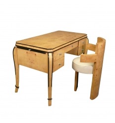 Art Deco skrivebord i elm forstørrelsesglas