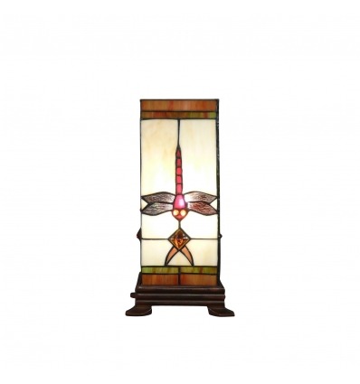 Tiffany lamp shaped column with a dragonfly