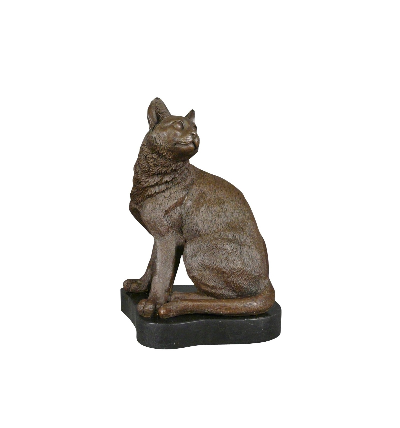 Chat assis Gauche sculpté en bois de Suar 15x11 
