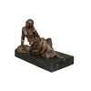 Bronze statue - A woman and her cat - Tiffany lamp and sculpture - 