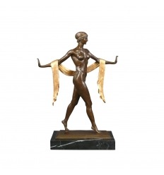 Statua in bronzo Art deco - La donna con la sciarpa