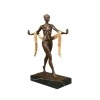 Spiżowa statua Art deco - kobieta szalik - 