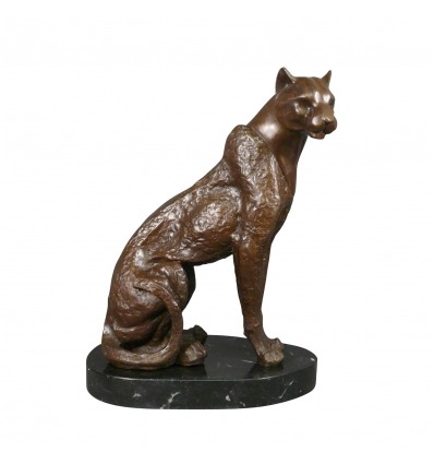 Estatua de bronce - La pantera sentada - Escultura de arte - 