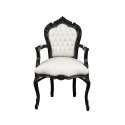 Fotel w stylu barokowym, czarny i biały Vesoul - Meble art deco - 