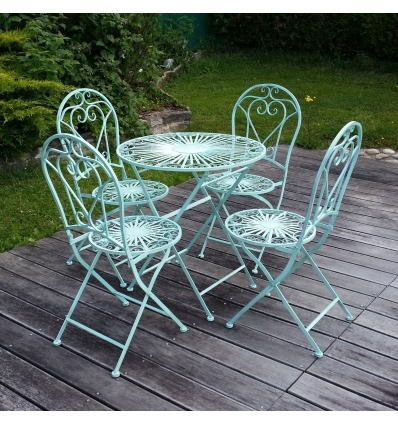 Gartenmöbel aus Schmiedeeisen - Stuhl und Tisch