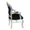 Baroque armchair black and silver wood - 
