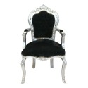 Baroque armchair black and silver wood - 