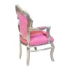 Barokní židle růžová a stříbrná - barokní nábytek levné - 