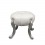 White baroque pouf and silver legs