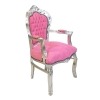 Baroque armchair pink and silver - Baroque furniture cheap - 