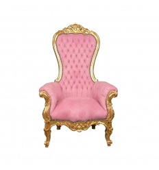 Malli vaaleanpunainen barokki nojatuoli valtaistuimelle