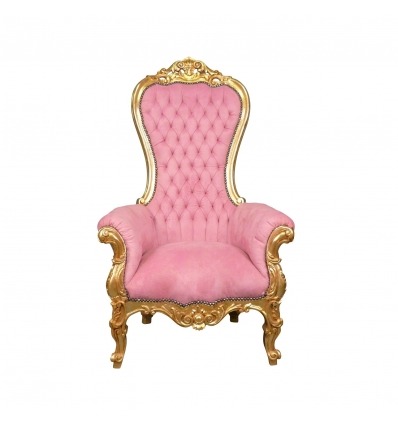 Modell rosa barock fåtölj tronen Golden trä - 
