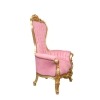 Poltrona barocco rosa modello trono di legno dorato - 