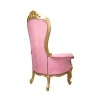 Fauteuil baroque rose modèle trône en bois doré - 