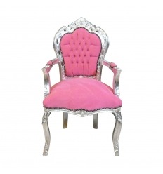 Barock stol rosa och silver