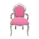 Barokki tuoli vaaleanpunainen ja silver - barokkihuonekalut Halvat - 