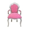 Стул барокко розовый и серебро - барокко мебель дешево - 