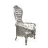 Baroque armchair silver model throne - Rococo furniture - 