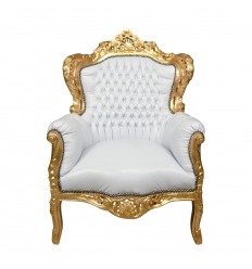 Fehér és arany barokk fotel