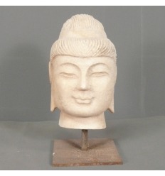 Boeddha hoofd in wit marmer