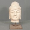 Vit marmor Buddha huvud-marmor staty - 
