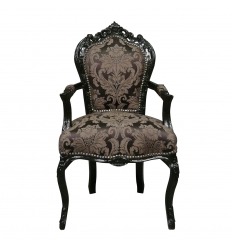 Zwarte barokke fauteuil met bloemen