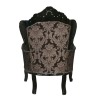 Fotel w stylu barokowym królewski czarny i srebrny, fotel, puf i szafa design - 