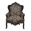 Sillón, silla, puf y muebles de diseño en negro y plata, de estilo barroco. - 