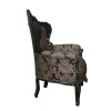 Fotel w stylu barokowym królewski czarny i srebrny, fotel, puf i szafa design - 