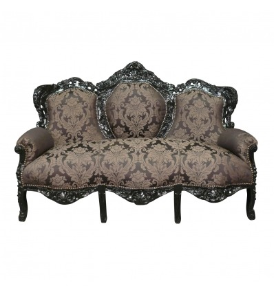 Barocke Möbel Barock Sofa - schwarz mit Blumen - 