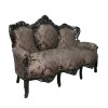 Barocke Möbel Barock Sofa - schwarz mit Blumen - 