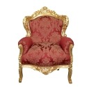 Barokowy fotel czerwonego i złotego drewna - Meble w stylu barokowym - 