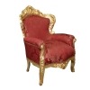 Červené barokní křeslo a zlacené dřevo - barokní nábytek - 