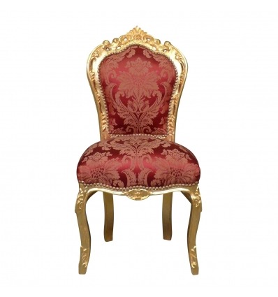 Cadeira barroca de vermelha e dourado de madeira