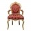 Golden Baroque armchair and Rococo red fabric