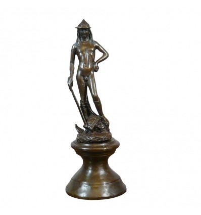 Statue en bronze le David de Donatello - Sculpture mythologique - 