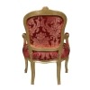 Sillón rojo estilo Luis XV de madera dorada - sillones Luis xv -