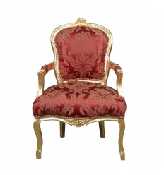 Punainen tuoli puinen kullattu Ludvig XV - nojatuolit Louis xv tyyliin