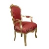 Punainen tuoli puinen kullattu Ludvig XV - nojatuolit Louis xv tyyliin -