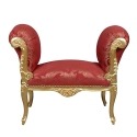 Lavička červený barokní a zlacené dřevo - barokní nábytek